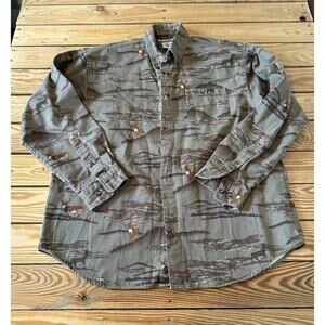 Columbia River Lodge Camouflage Thick Button Up Shirt Size Medium Men’s Olive